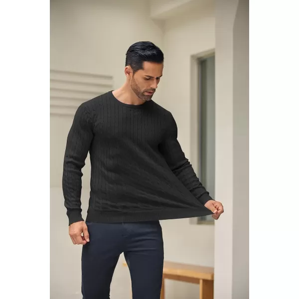 COOFANDY Men's Crewneck Cable Knit Sweaters Long Sleeve Lightweight Casual Twist Patterned Pullover Sweater