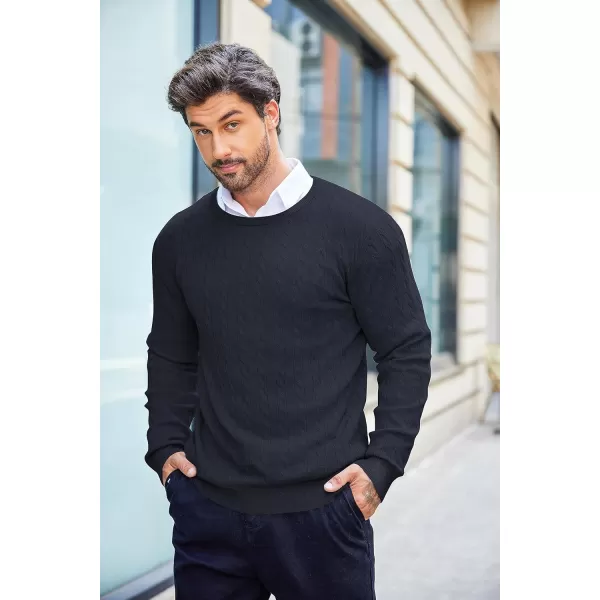 COOFANDY Men's Crewneck Cable Knit Sweaters Long Sleeve Lightweight Casual Twist Patterned Pullover Sweater