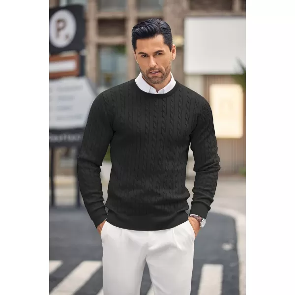 COOFANDY Men's Crewneck Cable Knit Sweaters Long Sleeve Lightweight Casual Twist Patterned Pullover Sweater
