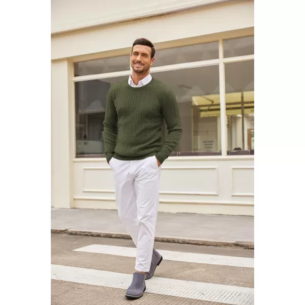 COOFANDY Men's Crewneck Cable Knit Sweaters Long Sleeve Lightweight Casual Twist Patterned Pullover Sweater
