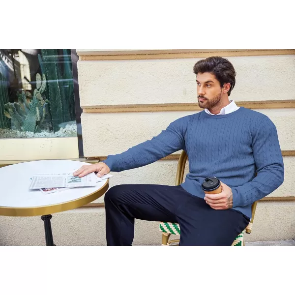 COOFANDY Men's Crewneck Cable Knit Sweaters Long Sleeve Lightweight Casual Twist Patterned Pullover Sweater
