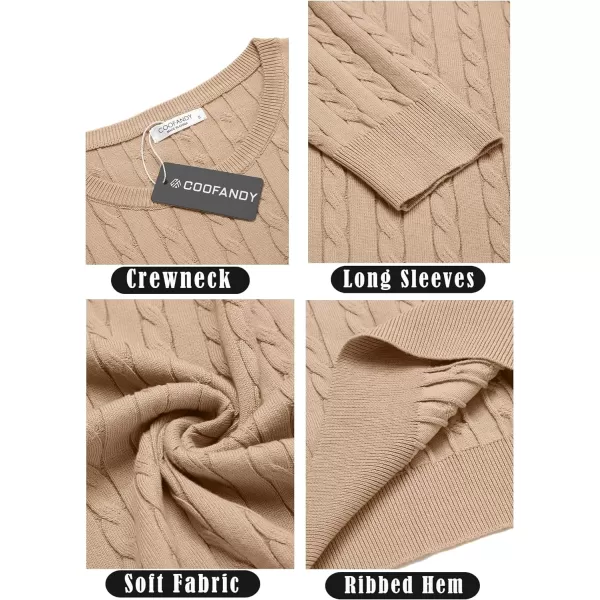COOFANDY Men's Crewneck Cable Knit Sweaters Long Sleeve Lightweight Casual Twist Patterned Pullover Sweater