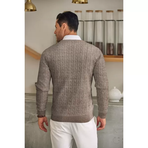 COOFANDY Men's Crewneck Cable Knit Sweaters Long Sleeve Lightweight Casual Twist Patterned Pullover Sweater)