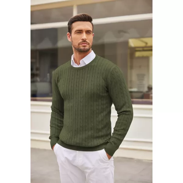 COOFANDY Men's Crewneck Cable Knit Sweaters Long Sleeve Lightweight Casual Twist Patterned Pullover Sweater