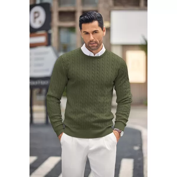 COOFANDY Men's Crewneck Cable Knit Sweaters Long Sleeve Lightweight Casual Twist Patterned Pullover Sweater