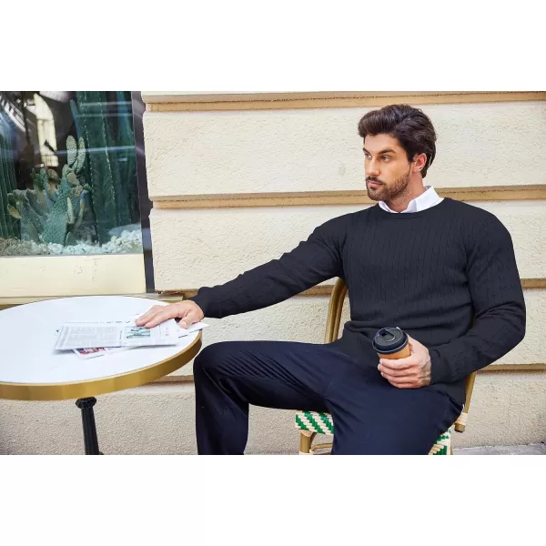 COOFANDY Men's Crewneck Cable Knit Sweaters Long Sleeve Lightweight Casual Twist Patterned Pullover Sweater