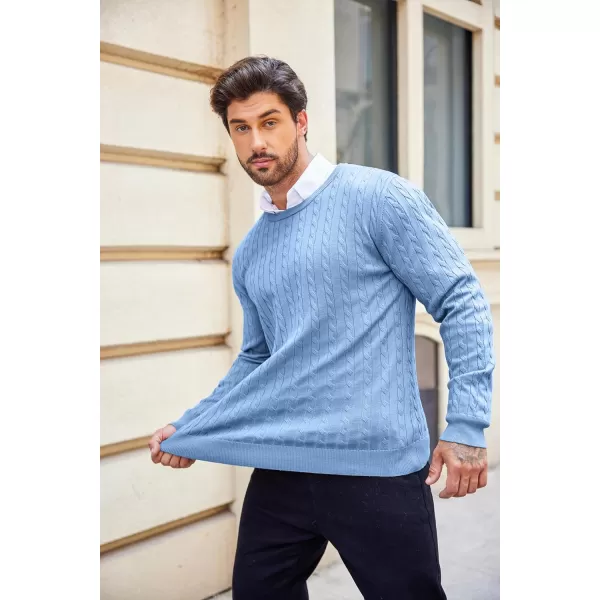 COOFANDY Men's Crewneck Cable Knit Sweaters Long Sleeve Lightweight Casual Twist Patterned Pullover Sweater