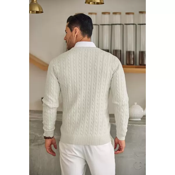 COOFANDY Men's Crewneck Cable Knit Sweaters Long Sleeve Lightweight Casual Twist Patterned Pullover Sweater