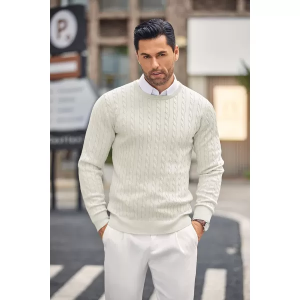 COOFANDY Men's Crewneck Cable Knit Sweaters Long Sleeve Lightweight Casual Twist Patterned Pullover Sweater