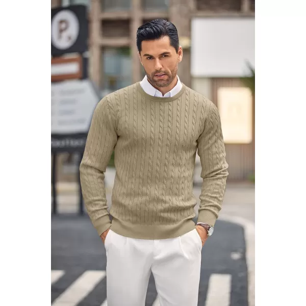 COOFANDY Men's Crewneck Cable Knit Sweaters Long Sleeve Lightweight Casual Twist Patterned Pullover Sweater