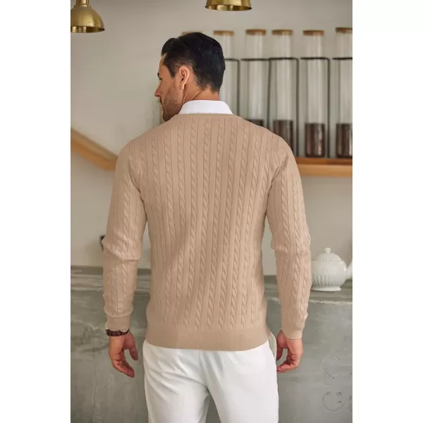 COOFANDY Men's Crewneck Cable Knit Sweaters Long Sleeve Lightweight Casual Twist Patterned Pullover Sweater