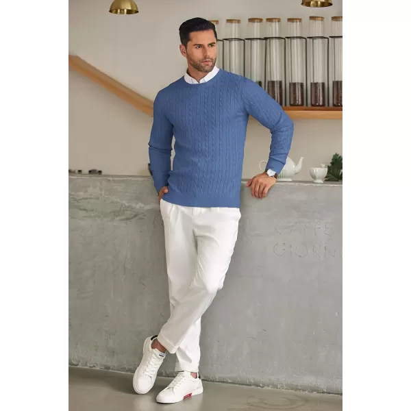 COOFANDY Men's Crewneck Cable Knit Sweaters Long Sleeve Lightweight Casual Twist Patterned Pullover Sweater