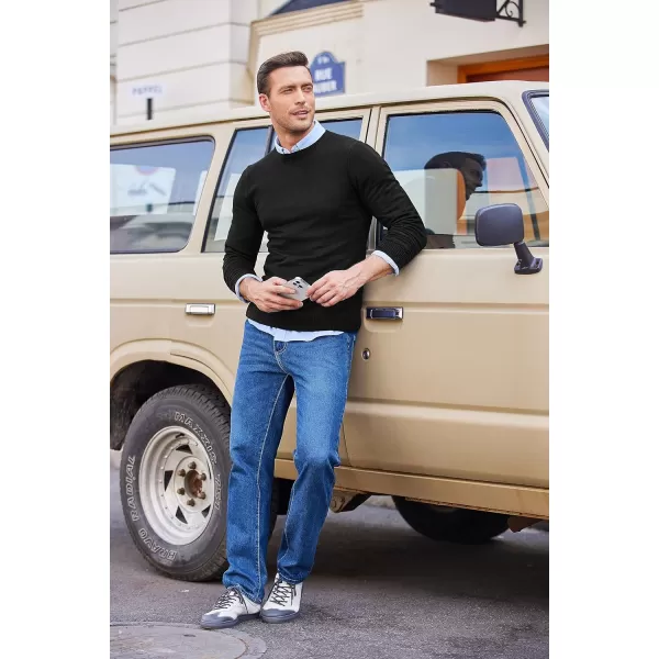 COOFANDY Men's Dress Crew Neck Sweater Slim Fit Lightweight Sweatshirts Knitted Pullover Casual Fashion Long Sleeve Sweater