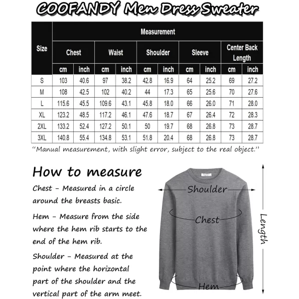 COOFANDY Men's Dress Crew Neck Sweater Slim Fit Lightweight Sweatshirts Knitted Pullover Casual Fashion Long Sleeve Sweater