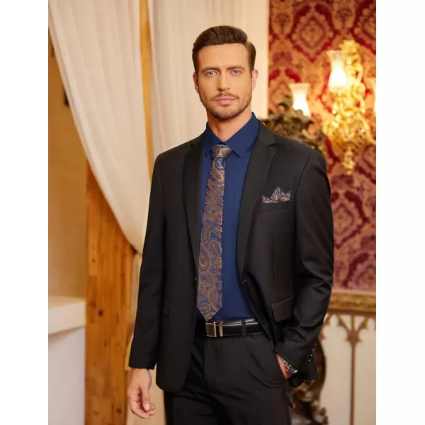 COOFANDY Men's Dress Shirt with Matching Tie and Handkerchief Sets Poplin Shirt
