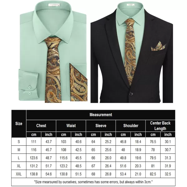 COOFANDY Men's Dress Shirt with Matching Tie and Handkerchief Sets Poplin Shirt