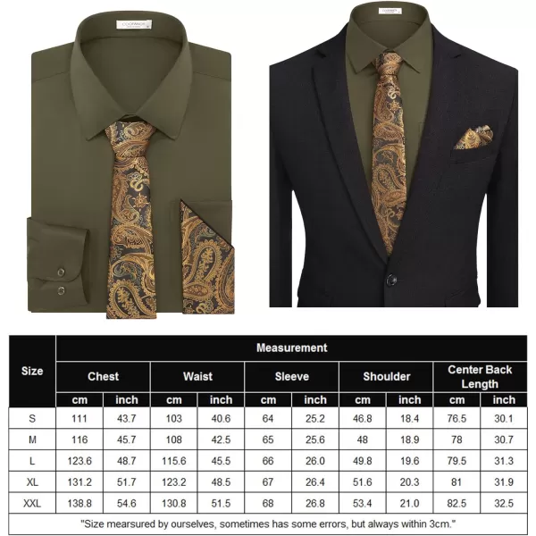 COOFANDY Men's Dress Shirt with Matching Tie and Handkerchief Sets Poplin Shirt