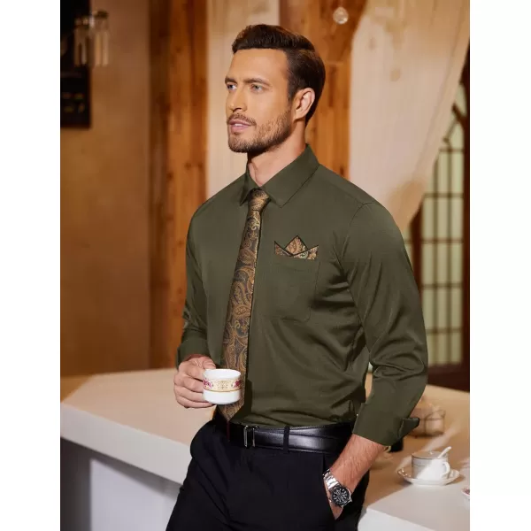 COOFANDY Men's Dress Shirt with Matching Tie and Handkerchief Sets Poplin Shirt