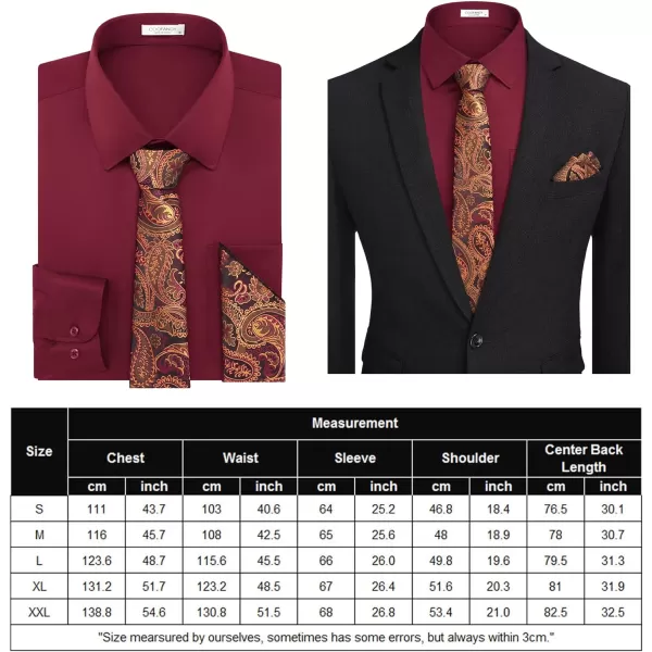 COOFANDY Men's Dress Shirt with Matching Tie and Handkerchief Sets Poplin Shirt