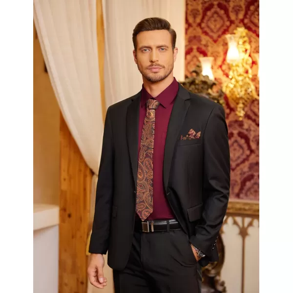 COOFANDY Men's Dress Shirt with Matching Tie and Handkerchief Sets Poplin Shirt