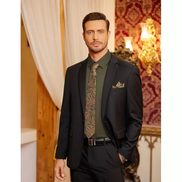 COOFANDY Men's Dress Shirt with Matching Tie and Handkerchief Sets Poplin Shirt