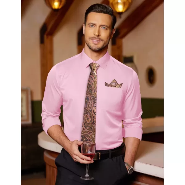 COOFANDY Men's Dress Shirt with Matching Tie and Handkerchief Sets Poplin Shirt