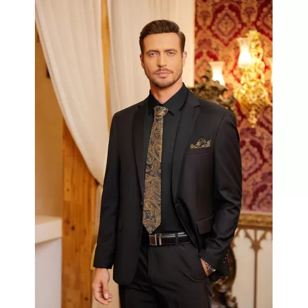 COOFANDY Men's Dress Shirt with Matching Tie and Handkerchief Sets Poplin Shirt