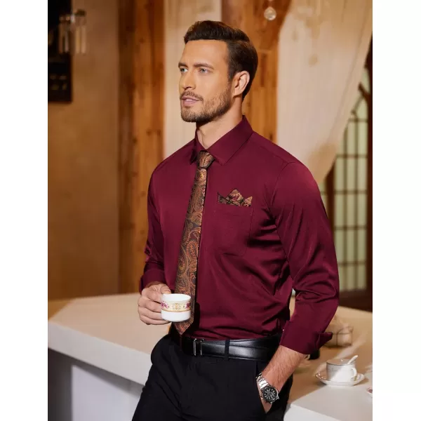 COOFANDY Men's Dress Shirt with Matching Tie and Handkerchief Sets Poplin Shirt