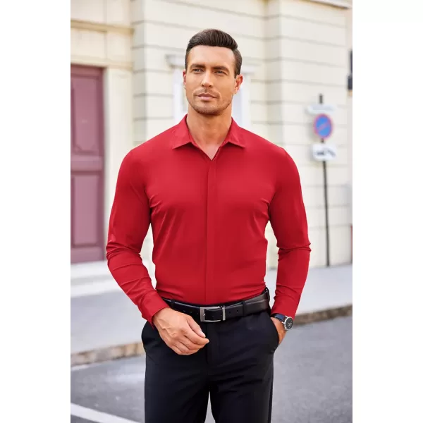 COOFANDY Men's Dress Shirts Long Sleeve Solid Stretch Wrinkle Free Shirt Formal Business Button Down Shirt