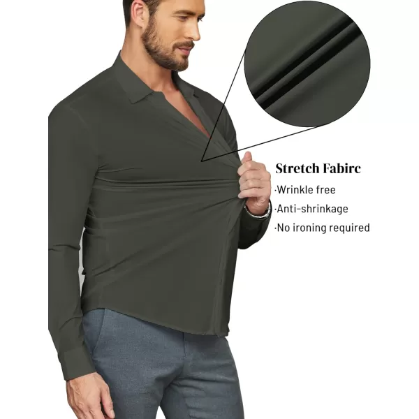 COOFANDY Men's Dress Shirts Long Sleeve Solid Stretch Wrinkle Free Shirt Formal Business Button Down Shirt