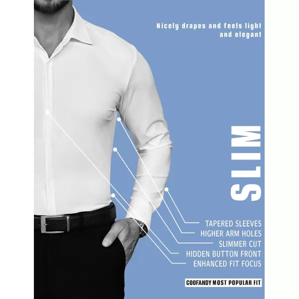 COOFANDY Men's Dress Shirts Long Sleeve Solid Stretch Wrinkle Free Shirt Formal Business Button Down Shirt