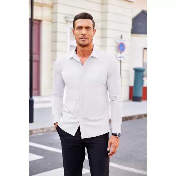 COOFANDY Men's Dress Shirts Long Sleeve Solid Stretch Wrinkle Free Shirt Formal Business Button Down Shirt