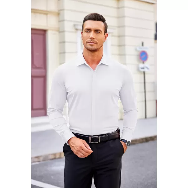 COOFANDY Men's Dress Shirts Long Sleeve Solid Stretch Wrinkle Free Shirt Formal Business Button Down Shirt