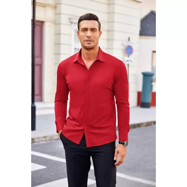 COOFANDY Men's Dress Shirts Long Sleeve Solid Stretch Wrinkle Free Shirt Formal Business Button Down Shirt