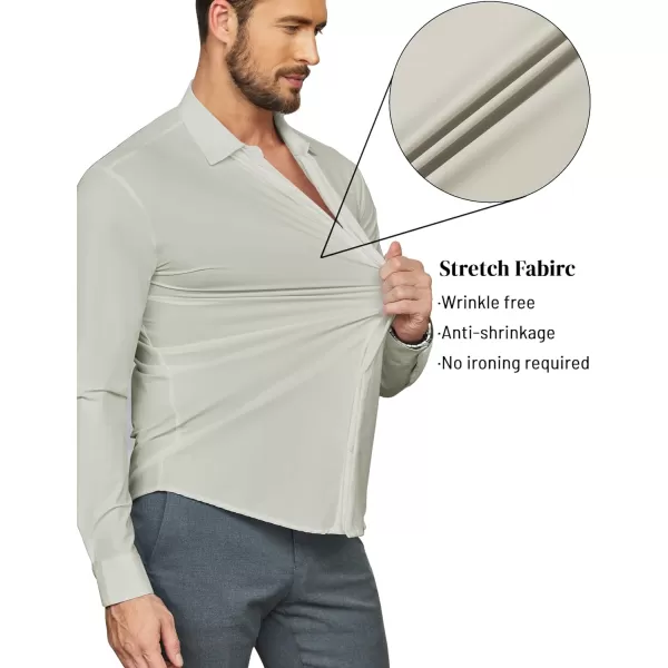 COOFANDY Men's Dress Shirts Long Sleeve Solid Stretch Wrinkle Free Shirt Formal Business Button Down Shirt