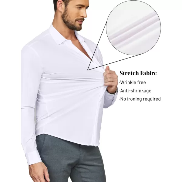COOFANDY Men's Dress Shirts Long Sleeve Solid Stretch Wrinkle Free Shirt Formal Business Button Down Shirt