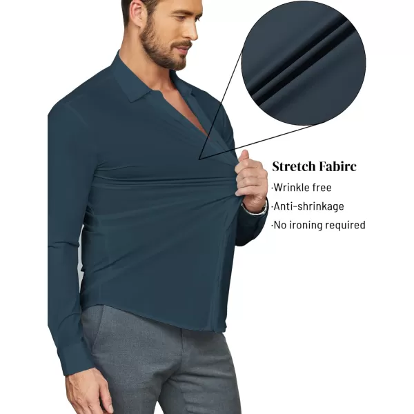 COOFANDY Men's Dress Shirts Long Sleeve Solid Stretch Wrinkle Free Shirt Formal Business Button Down Shirt