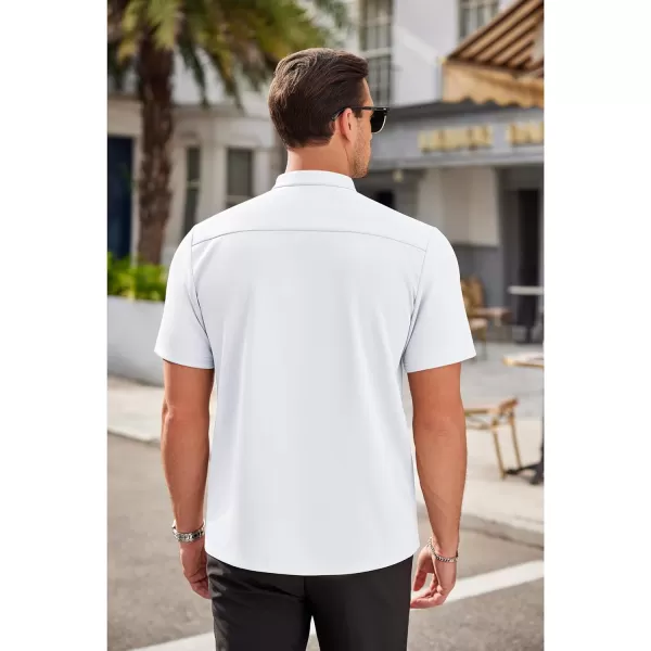 COOFANDY Mens Dress Shirts Stretch Athletic Fit Short Sleeve Button Down Shirts Wrinkle Free