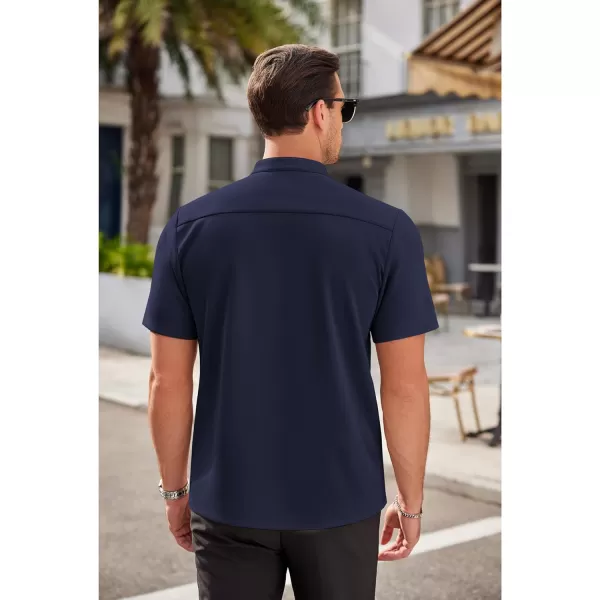 COOFANDY Mens Dress Shirts Stretch Athletic Fit Short Sleeve Button Down Shirts Wrinkle Free