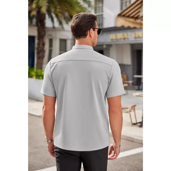 COOFANDY Mens Dress Shirts Stretch Athletic Fit Short Sleeve Button Down Shirts Wrinkle Free