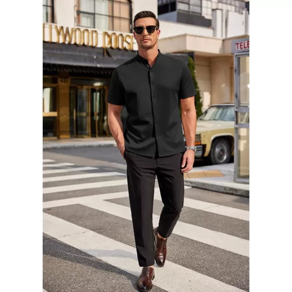 COOFANDY Mens Dress Shirts Stretch Athletic Fit Short Sleeve Button Down Shirts Wrinkle Free