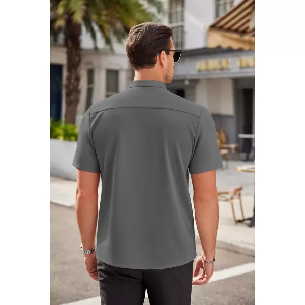 COOFANDY Mens Dress Shirts Stretch Athletic Fit Short Sleeve Button Down Shirts Wrinkle Free