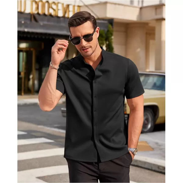 COOFANDY Mens Dress Shirts Stretch Athletic Fit Short Sleeve Button Down Shirts Wrinkle Free