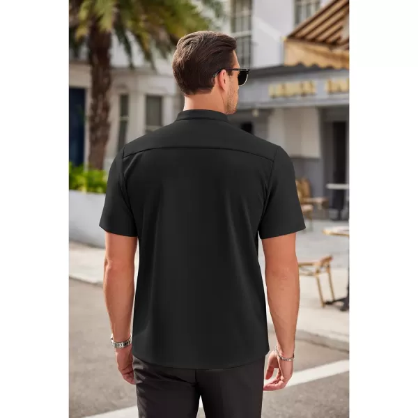 COOFANDY Mens Dress Shirts Stretch Athletic Fit Short Sleeve Button Down Shirts Wrinkle Free