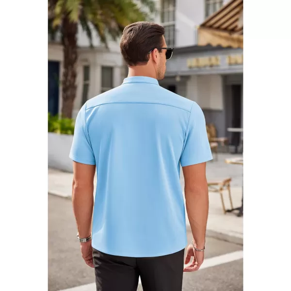 COOFANDY Mens Dress Shirts Stretch Athletic Fit Short Sleeve Button Down Shirts Wrinkle Free