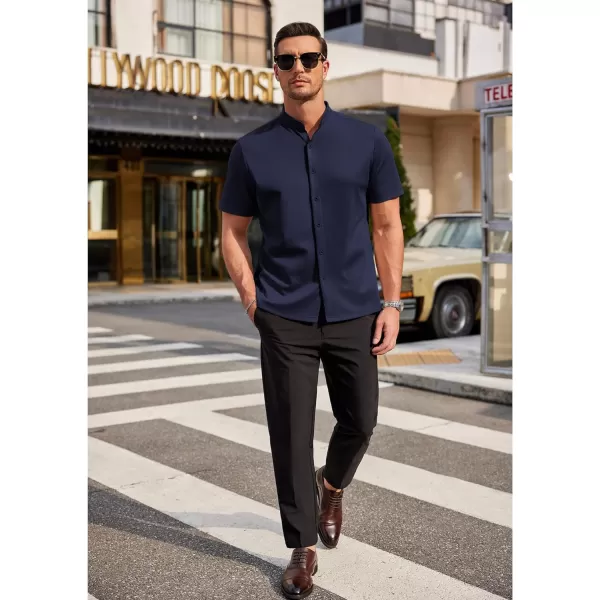 COOFANDY Mens Dress Shirts Stretch Athletic Fit Short Sleeve Button Down Shirts Wrinkle Free
