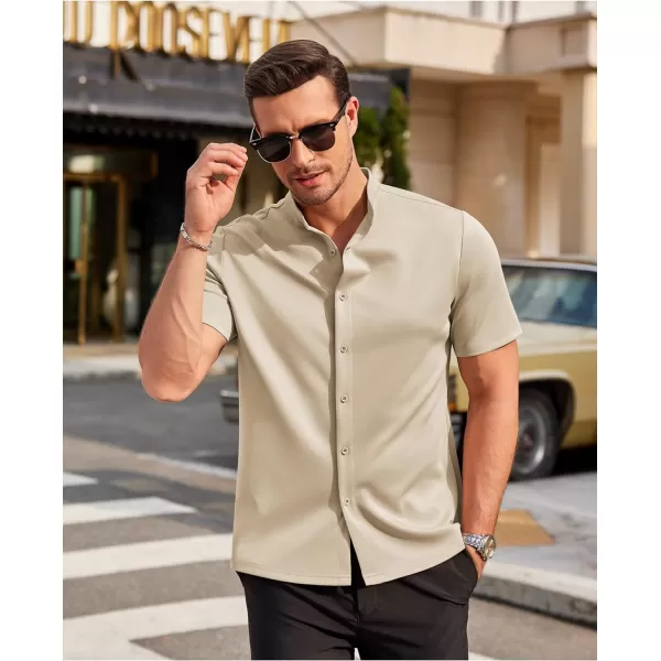COOFANDY Mens Dress Shirts Stretch Athletic Fit Short Sleeve Button Down Shirts Wrinkle Free