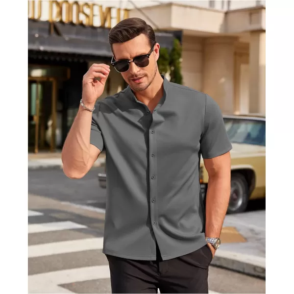 COOFANDY Mens Dress Shirts Stretch Athletic Fit Short Sleeve Button Down Shirts Wrinkle Free
