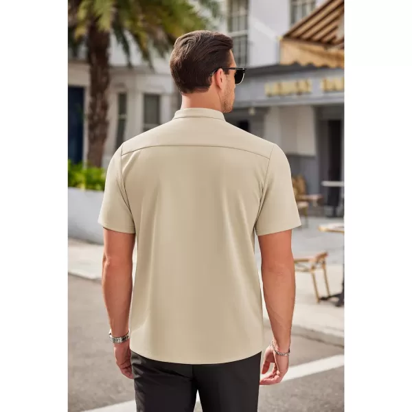 COOFANDY Mens Dress Shirts Stretch Athletic Fit Short Sleeve Button Down Shirts Wrinkle Free