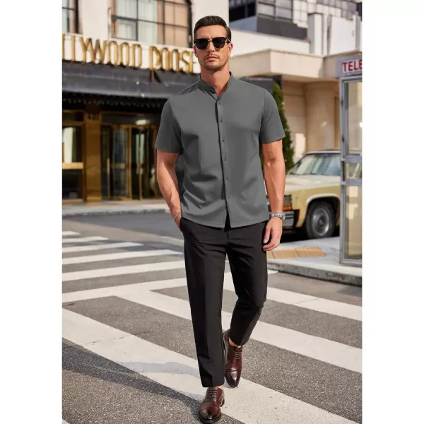 COOFANDY Mens Dress Shirts Stretch Athletic Fit Short Sleeve Button Down Shirts Wrinkle Free